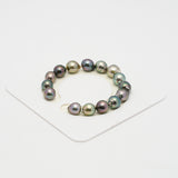 15pcs "Top Luster" Multicolor 9-11mm - CL/SB AAA Quality Tahitian Pearl Bracelet BR2108 OR8