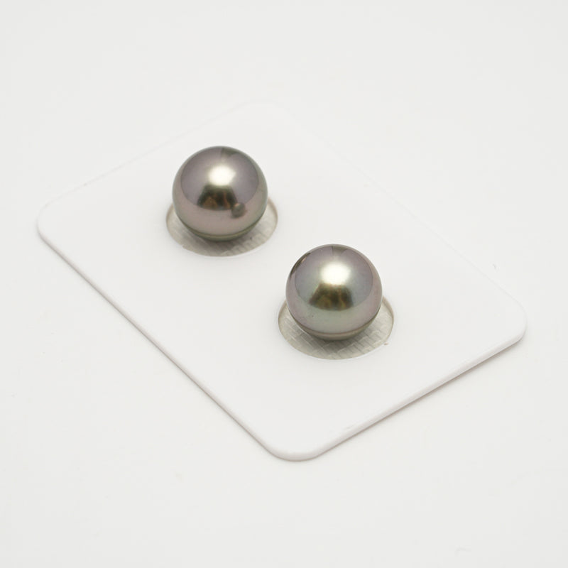 2pcs Olive Green 10.5-10.6mm - SR AAA Quality Tahitian Pearl Pair ER1576 OR10