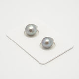 2pcs Silver Gray 9-9.5mm - SB AAA Quality Tahitian Pearl Pair ER1586 HL3