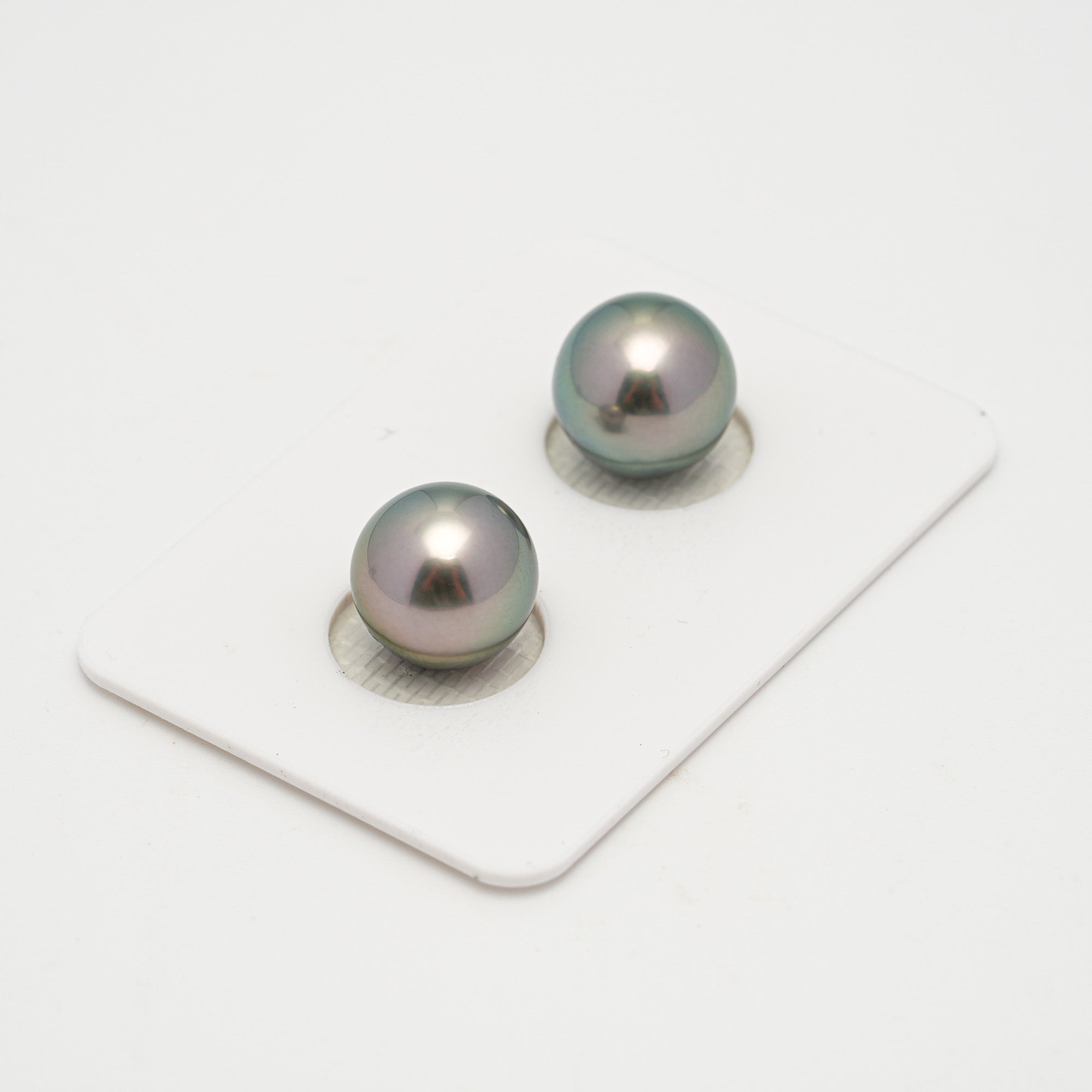 2pcs Light Peacock 10.6-10.9mm - NR AAA Quality Tahitian Pearl Pair ER1614 OR11