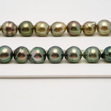 42pcs "High Luster" Green Mix 8-12mm - SB AAA/AA Quality Tahitian Pearl Necklace NL1494 THMIX1