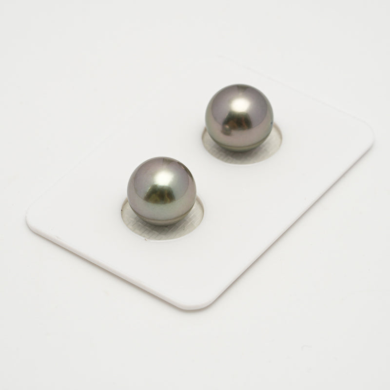 2pcs Olive Green 10.5-10.6mm - SR AAA Quality Tahitian Pearl Pair ER1576 OR10