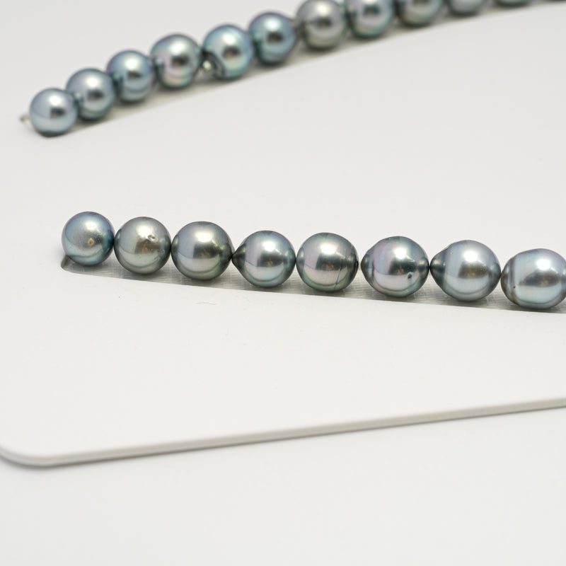 44pcs "High Luster" Sky Blue 8-11mm - SB AAA/AA Quality Tahitian Pearl Necklace NL1605 HL3