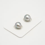 2pcs Silver Gray 9-9.5mm - SB AAA Quality Tahitian Pearl Pair ER1586 HL3