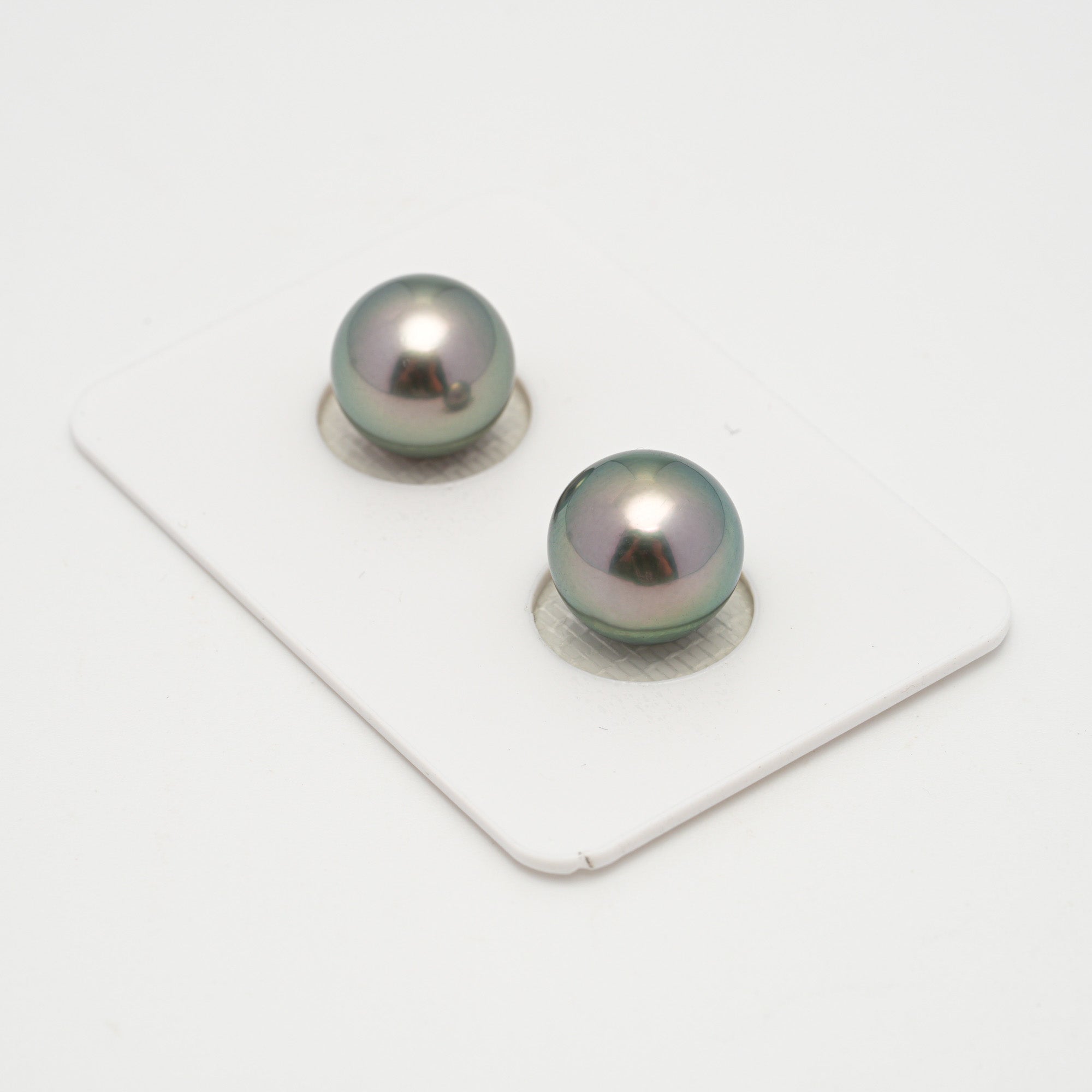 2pcs Light Peacock 10.6-10.9mm - NR AAA Quality Tahitian Pearl Pair ER1614 OR11