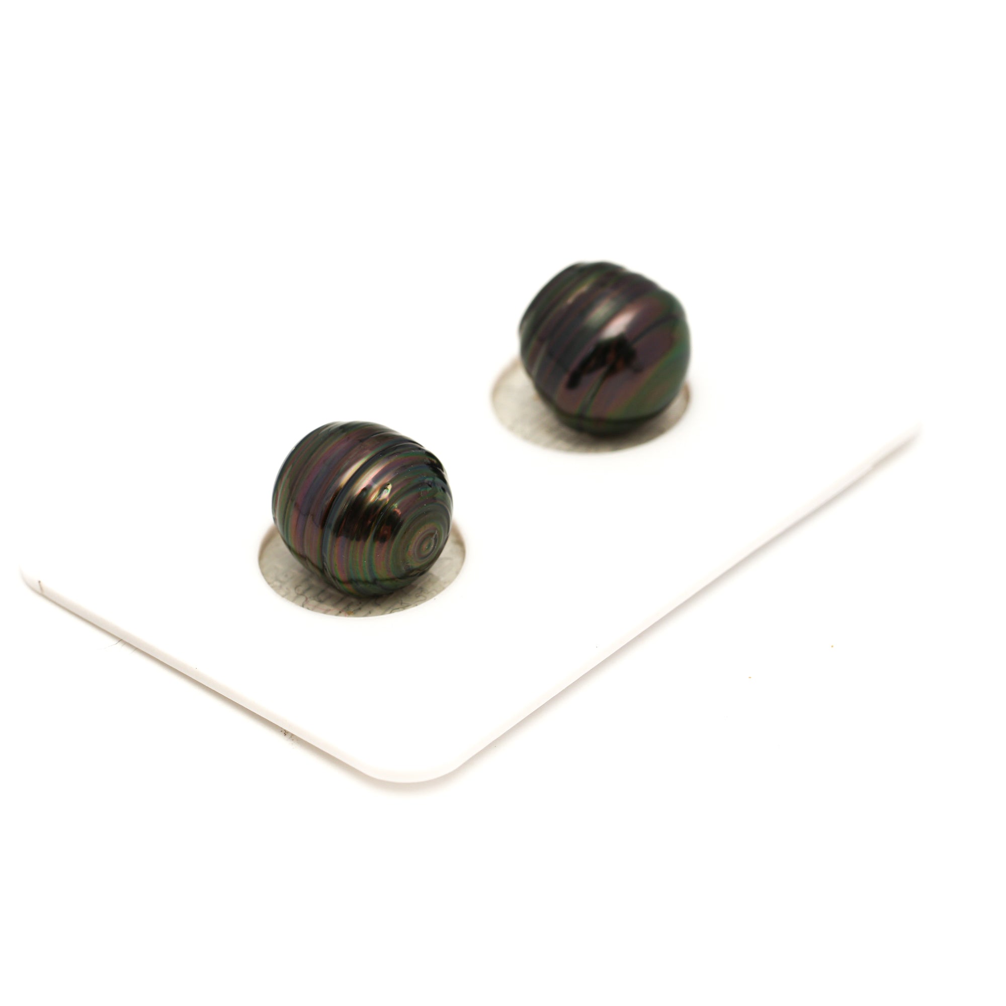 2pcs Dark Green 9.9-10.4mm - CL AAA/AA Quality Tahitian Pearl Pair ER1819 TH5