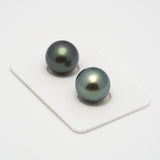 2pcs Dark Green 12.8mm - RSR AAA/AA Quality Tahitian Pearl Pair ER1496