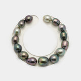 15pcs "Top Luster" Multicolor 9-11mm - CL/SB AAA Quality Tahitian Pearl Bracelet BR2109 OR8