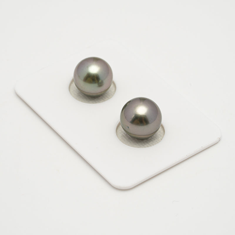 2pcs Olive Green 10.5-10.6mm - SR AAA Quality Tahitian Pearl Pair ER1576 OR10