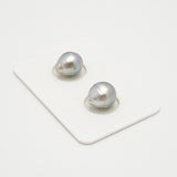 2pcs Silver Gray 9-9.5mm - SB AAA Quality Tahitian Pearl Pair ER1586 HL3