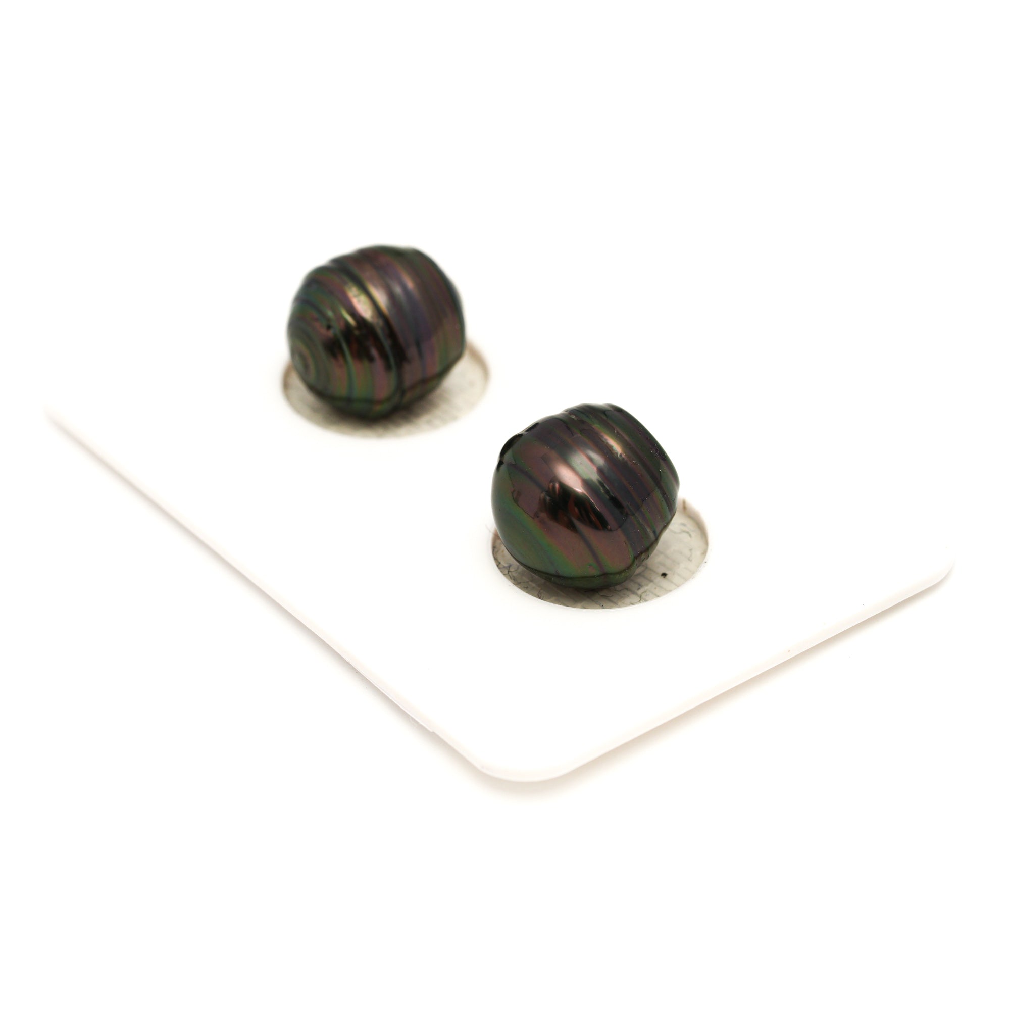 2pcs Dark Green 9.9-10.4mm - CL AAA/AA Quality Tahitian Pearl Pair ER1819 TH5
