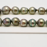 42pcs "High Luster" Green Mix 8-12mm - SB AAA/AA Quality Tahitian Pearl Necklace NL1494 THMIX1