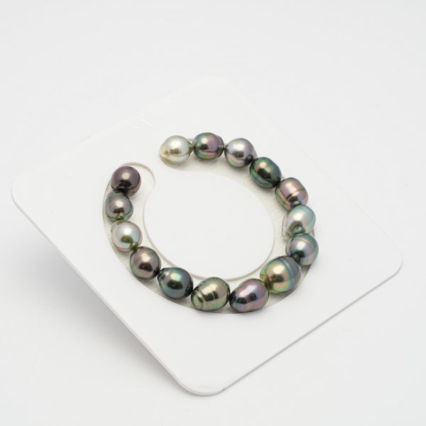 15pcs "Top Luster" Multicolor 9-11mm - CL/SB AAA Quality Tahitian Pearl Bracelet BR2109 OR8