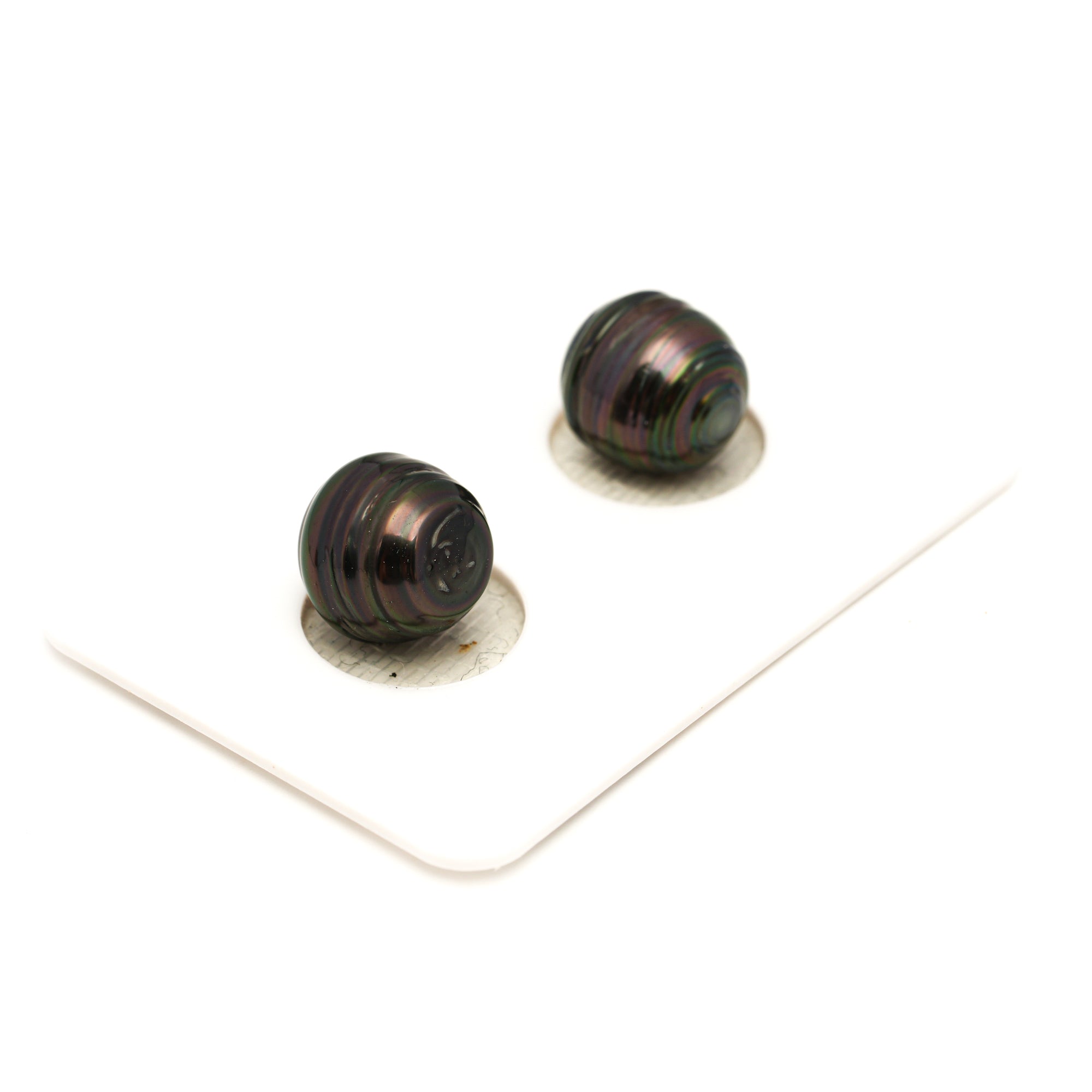 2pcs Dark Green 9.9-10.4mm - CL AAA/AA Quality Tahitian Pearl Pair ER1819 TH5