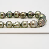 42pcs "High Luster" Green Mix 8-12mm - SB AAA/AA Quality Tahitian Pearl Necklace NL1494 THMIX1