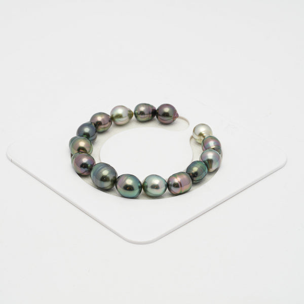 15pcs "Top Luster" Multicolor 9-11mm - CL/SB AAA Quality Tahitian Pearl Bracelet BR2109 OR8