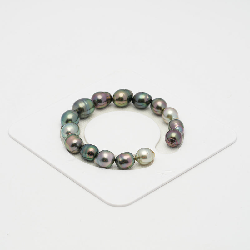 15pcs "Top Luster" Multicolor 9-11mm - CL/SB AAA Quality Tahitian Pearl Bracelet BR2109 OR8