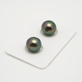 2pcs "High Luster" Green Cherry 10.5-10.6mm - OV AAA Quality Tahitian Pearl Pair ER1577 OR10