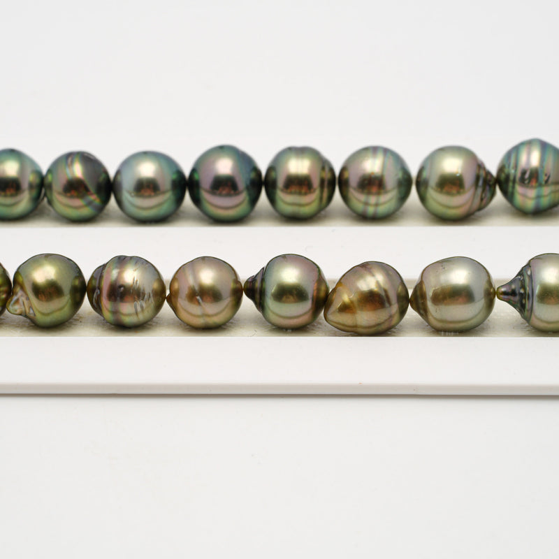 42pcs "High Luster" Green Mix 8-12mm - SB AAA/AA Quality Tahitian Pearl Necklace NL1494 THMIX1