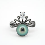 "Queen" Pearl Ring: Royal Tahitian Pearl Jewelry Gift - SHM971 OR8