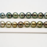 42pcs "High Luster" Green Mix 8-12mm - SB AAA/AA Quality Tahitian Pearl Necklace NL1494 THMIX1