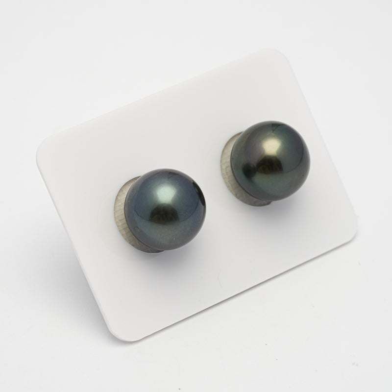 2pcs Dark 12.4-12.5mm - SR AAA/AA Quality Tahitian Pearl Pair ER1497