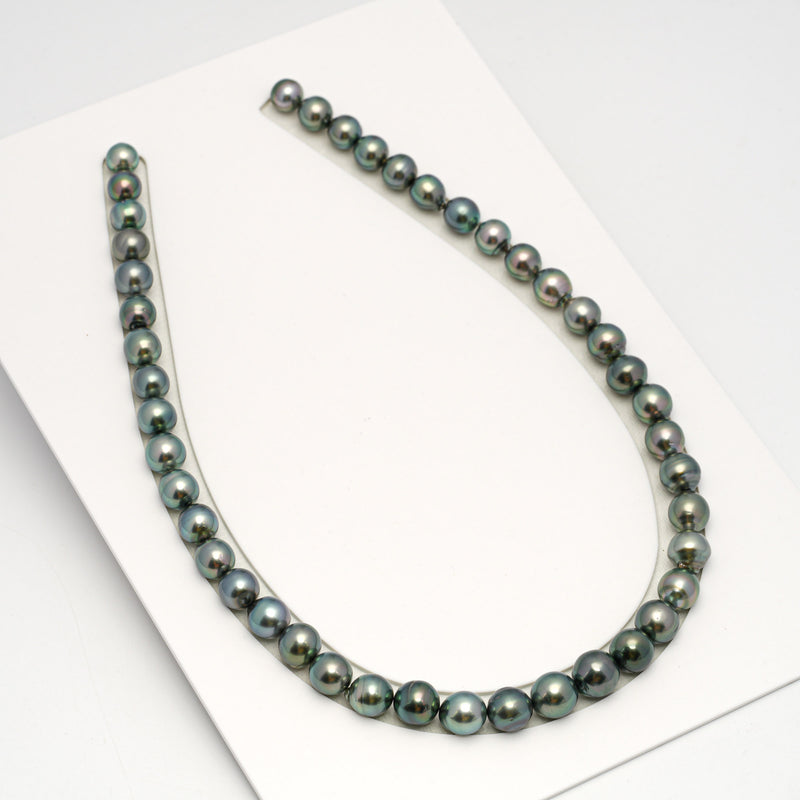 44pcs "High Luster" Green 8-11mm - SB AAA/AA Quality Tahitian Pearl Necklace NL1620 HL3