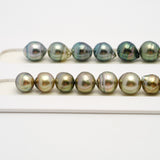 42pcs "High Luster" Green Mix 8-12mm - SB AAA/AA Quality Tahitian Pearl Necklace NL1494 THMIX1