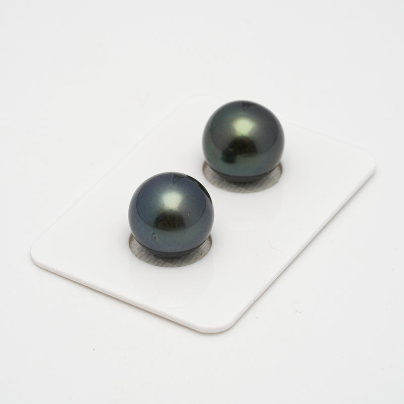 2pcs Dark 12.4-12.5mm - SR AAA/AA Quality Tahitian Pearl Pair ER1497