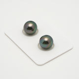 2pcs "High Luster" Green Cherry 10.5-10.6mm - OV AAA Quality Tahitian Pearl Pair ER1577 OR10