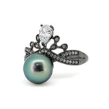 "Queen" Pearl Ring: Royal Tahitian Pearl Jewelry Gift - SHM971 OR8