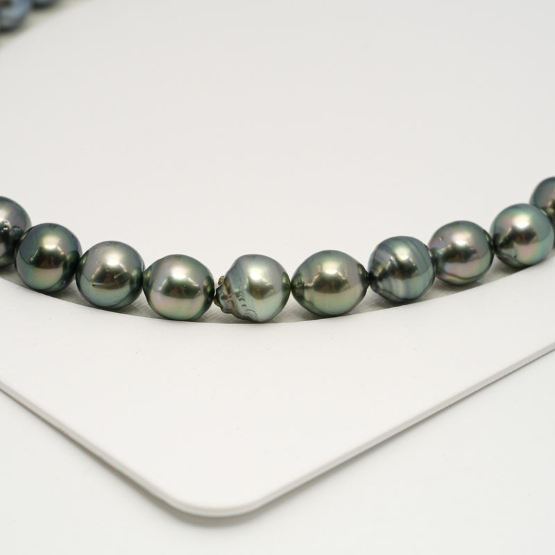 44pcs "High Luster" Green 8-11mm - SB AAA/AA Quality Tahitian Pearl Necklace NL1620 HL3