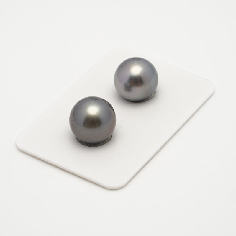 2pcs Light Blue 11.8-12.1mm - NR AAA Quality Tahitian Pearl Pair ER1553 A101