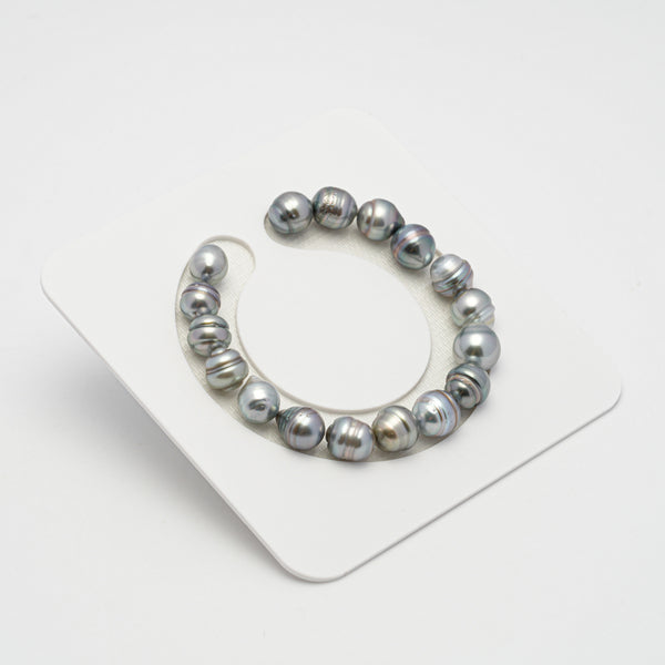 17pcs Silver 8-10mm - CL AAA/AA Quality Tahitian Pearl Bracelet BR2110 OR8