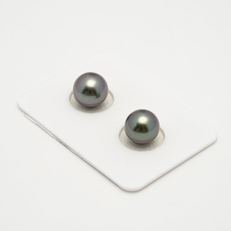 2pcs "High Luster" Light Cherry 9.7-9.9mm - SR/NR AA/AAA Quality Tahitian Pearl Pair ER1578 OR10