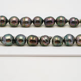 42pcs "High Luster" Peacock Green 8-12mm - CL/SB AAA/AA Quality Tahitian Pearl Necklace NL1495 THMIX1