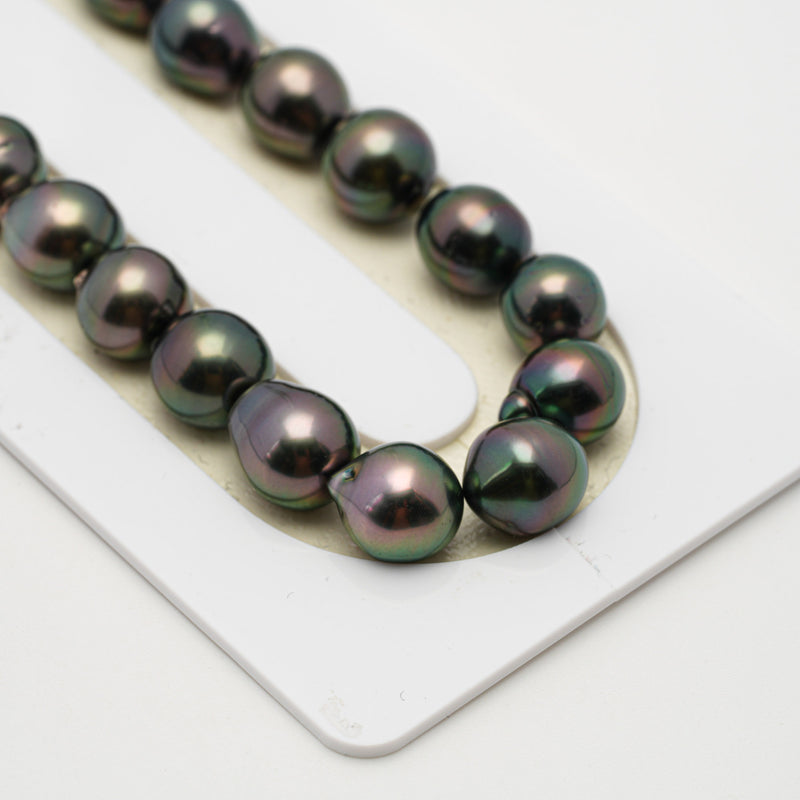 42pcs "High Luster" Peacock 8-10mm - SB AAA Quality Tahitian Pearl Necklace NL1507 THMIX2