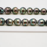 42pcs "High Luster" Peacock Green 8-12mm - CL/SB AAA/AA Quality Tahitian Pearl Necklace NL1495 THMIX1