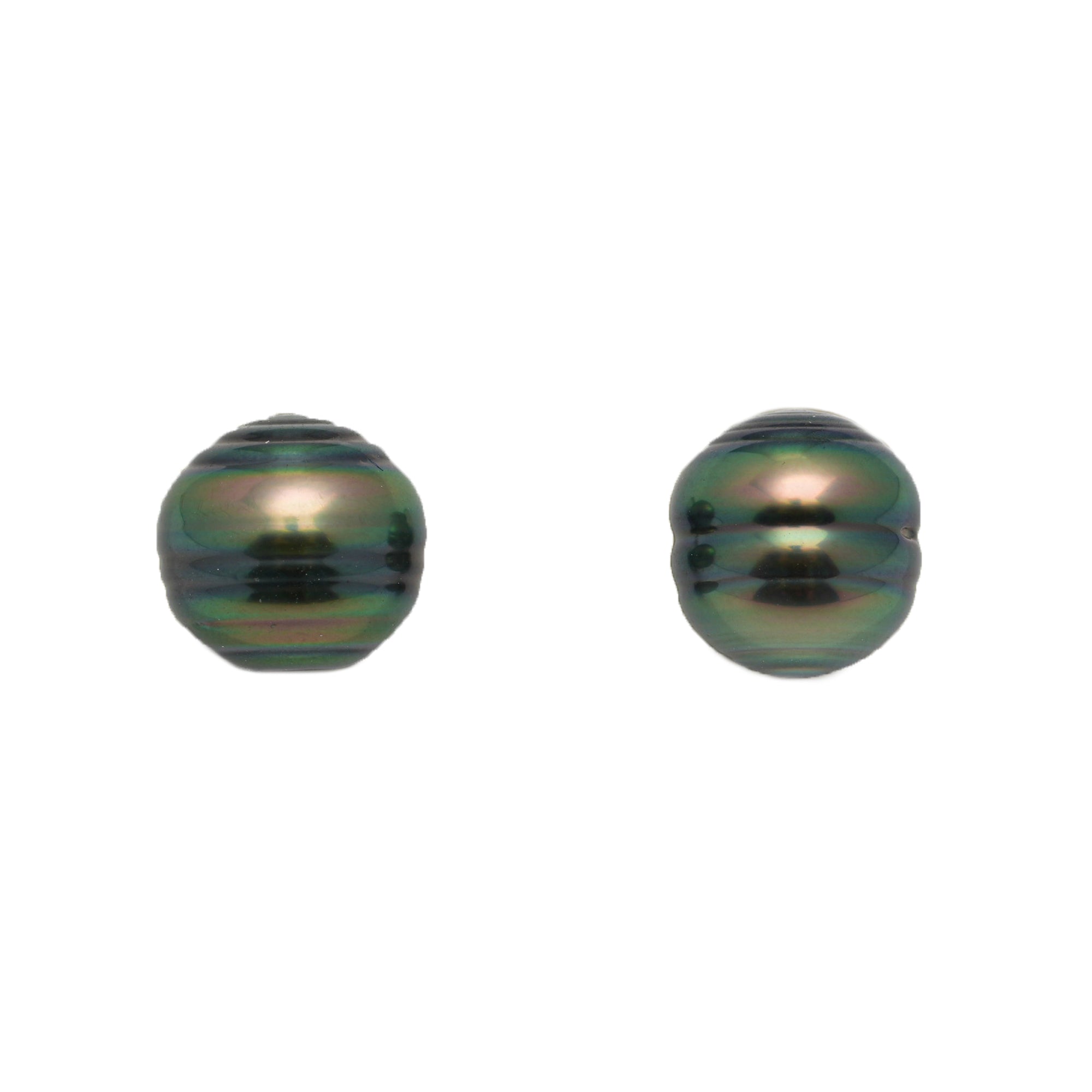 2pcs "High Luster" Green 10.3-11mm - CL AAA Quality Tahitian Pearl Pair ER1859 LP1