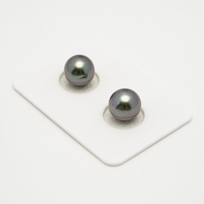 2pcs "High Luster" Light Cherry 9.7-9.9mm - SR/NR AA/AAA Quality Tahitian Pearl Pair ER1578 OR10