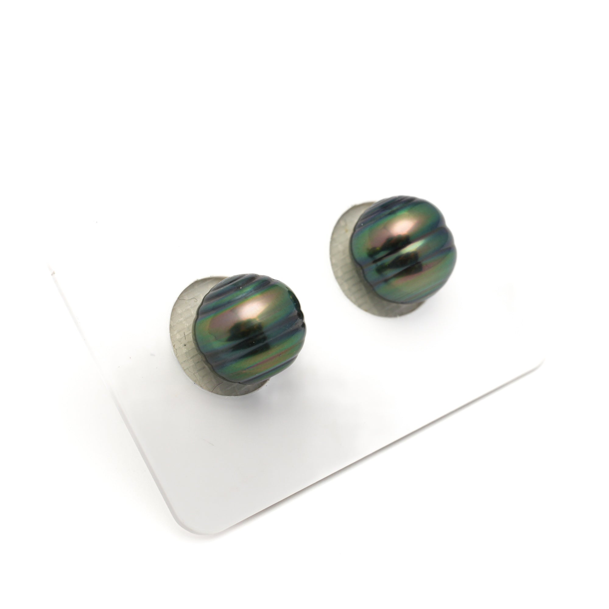 2pcs "High Luster" Green 10.3-11mm - CL AAA Quality Tahitian Pearl Pair ER1859 LP1