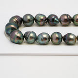 42pcs "High Luster" Peacock Green 8-12mm - CL/SB AAA/AA Quality Tahitian Pearl Necklace NL1495 THMIX1