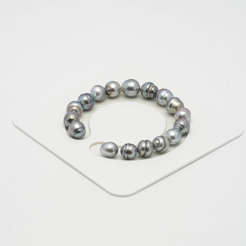 17pcs Silver 8-10mm - CL AAA/AA Quality Tahitian Pearl Bracelet BR2110 OR8