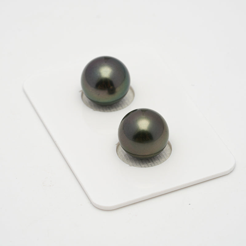 2pcs Dark Mix 11.3-11.4mm - RSR AAA/TOP Quality Tahitian Pearl Pair ER1498 TH1