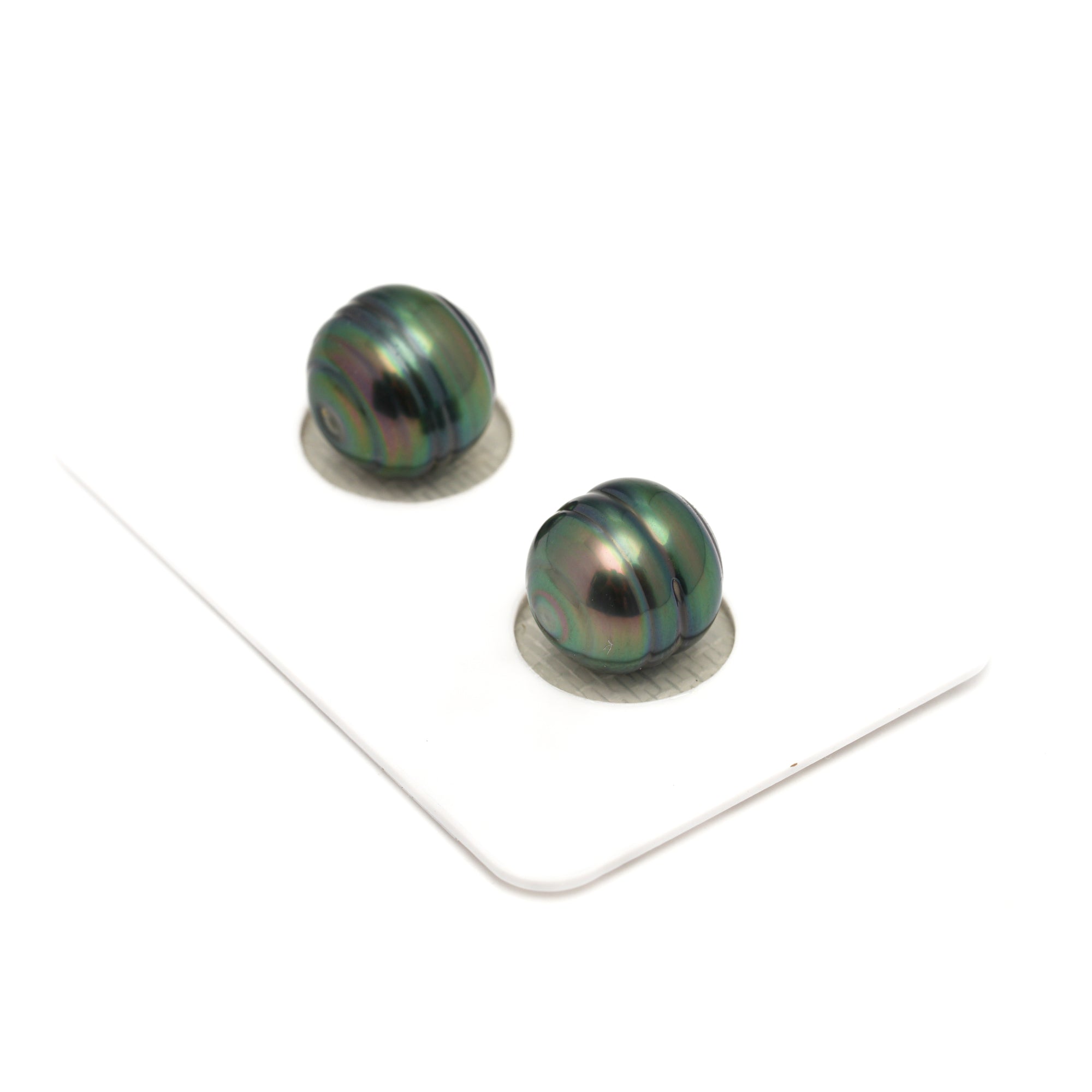 2pcs "High Luster" Green 10.3-11mm - CL AAA Quality Tahitian Pearl Pair ER1859 LP1