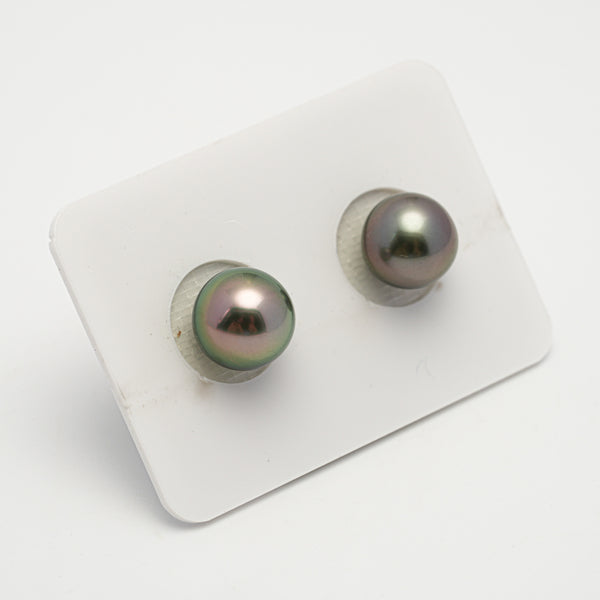 2pcs Green Cherry 9.8-10.1mm - NR AAA/AA Quality Tahitian Pearl Pair ER1579 OR10