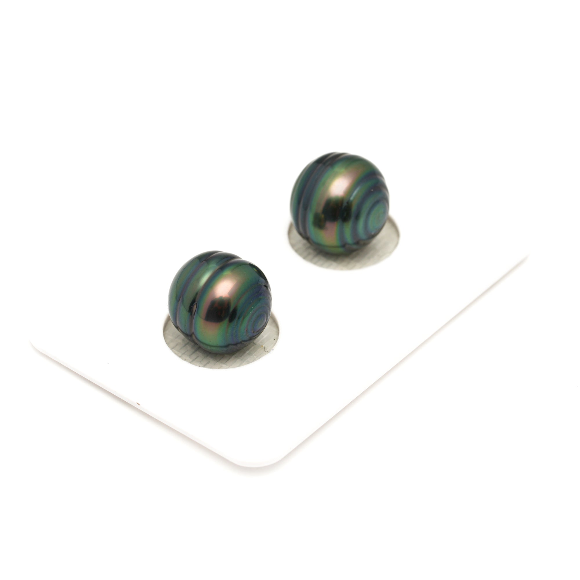 2pcs "High Luster" Green 10.3-11mm - CL AAA Quality Tahitian Pearl Pair ER1859 LP1