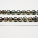 42pcs "High Luster" Peacock Green 8-12mm - CL/SB AAA/AA Quality Tahitian Pearl Necklace NL1495 THMIX1