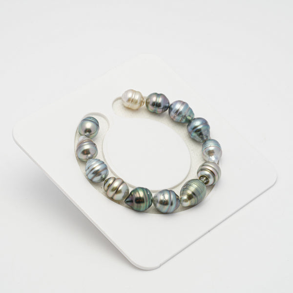 13pcs Multicolor 9-11mm - CL AA/AAA Quality Tahitian Pearl Bracelet BR2111 OR8
