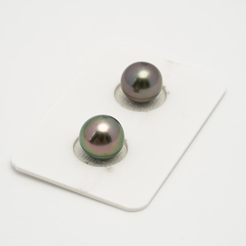 2pcs Green Cherry 9.8-10.1mm - NR AAA/AA Quality Tahitian Pearl Pair ER1579 OR10